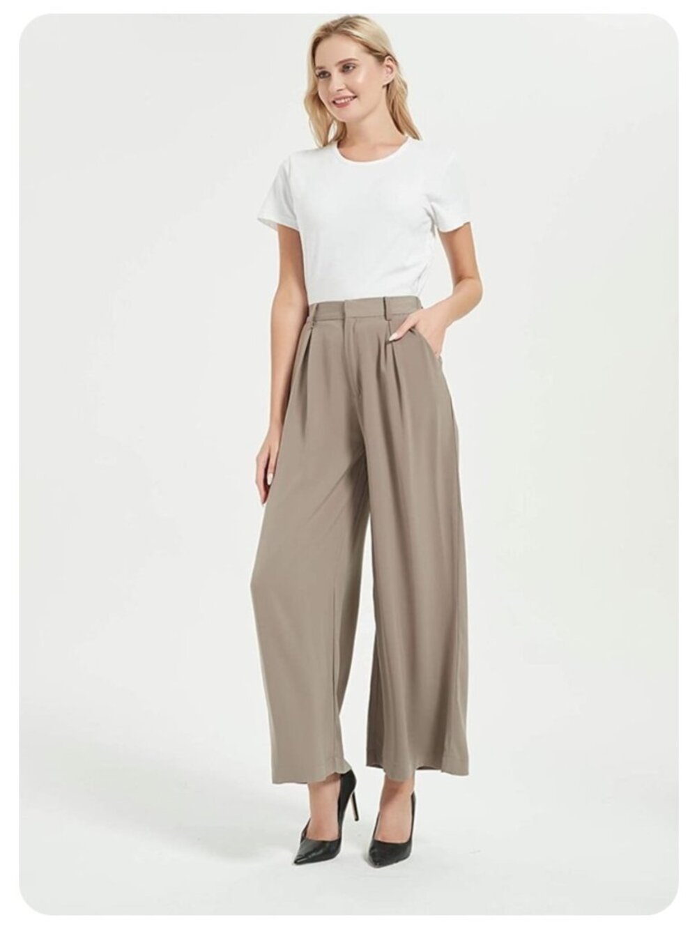 Tronjori High Waist Wide Leg Palazzo Trouser Pants sz S